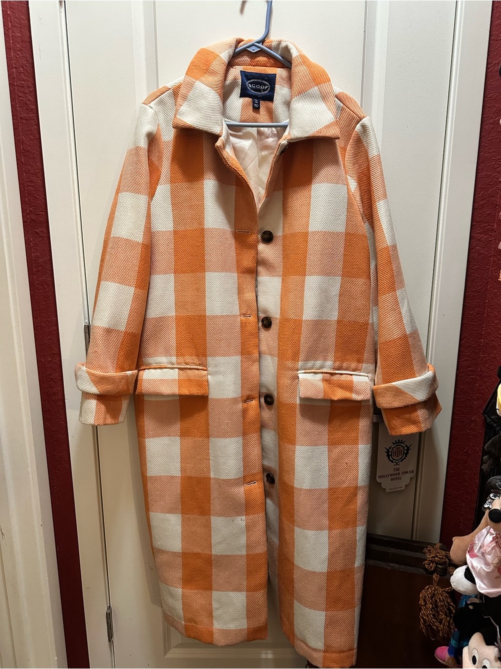 Scoop Orange and White Buffalo Check Coat XXL 20